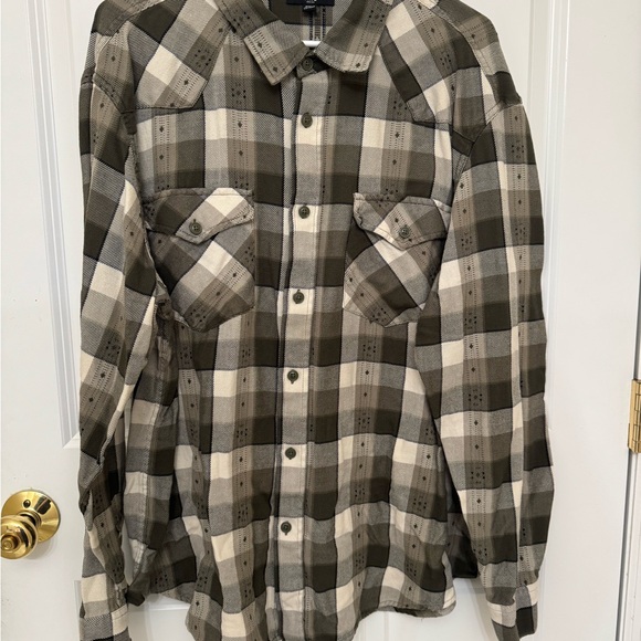 Frye Checkered Shirt Jacket in Black, Gray, and Cream - Picture 2 of 9